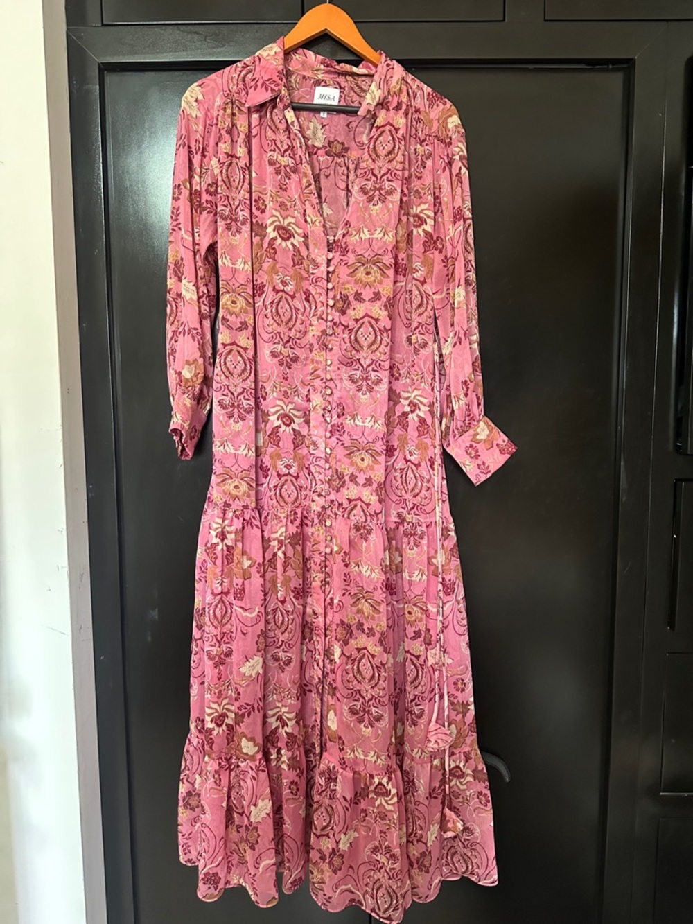 Misa Los Angeles Pink Floral Long Sleeve Maxi Dress